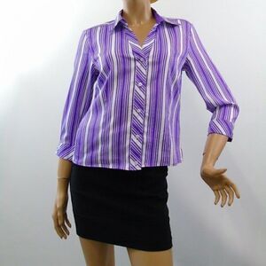 Chico's Purple Stripe Stretch Shirt